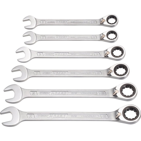 Hazet 606/6-1 Steek-ringsleutelratelset 6-delig Sleutelbreedte (metrisch) (alleen voor ADT) 21 - 32 mm