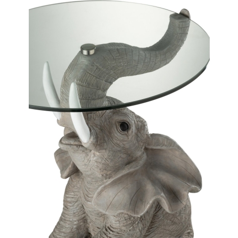 J-Line tafel Olifant - poly|glas - grijs