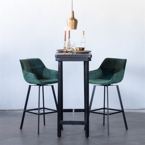 Giga Meubel - Bartafel Max Zwart Visgraat 140cm - Mangohout|Metaal