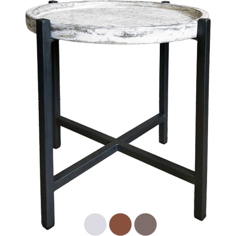 SVJ Bijzettafel Rond - 46 x 46 x 45 cm - Metaal - Zwart|Grijs