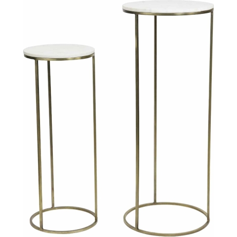 Light&living Zuil S|2 Ø32x82+Ø41x102 cm RICARDO wit marmer+ant. brons