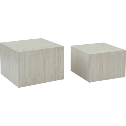 sweeek - Set van 2 vierkante salontafels met marmereffect