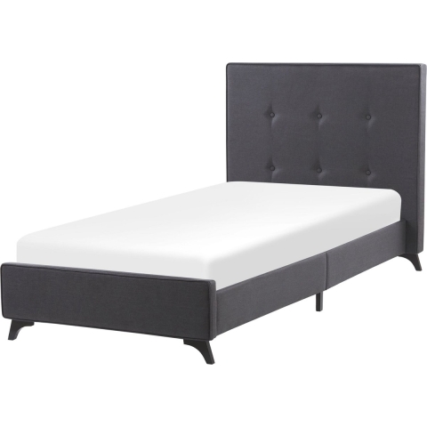 Beliani-AMBASSADOR-Eenpersoonsbed-Grijs-90 x 200 cm-Polyester