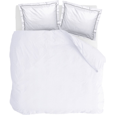 Walra - Dekbedovertrek Subtile Stripe - 200x220 - Wit | Antraciet