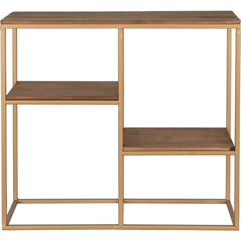 Clayre & Eef Wandrek 49 cm Goudkleurig Bruin Hout Metaal Rechthoek