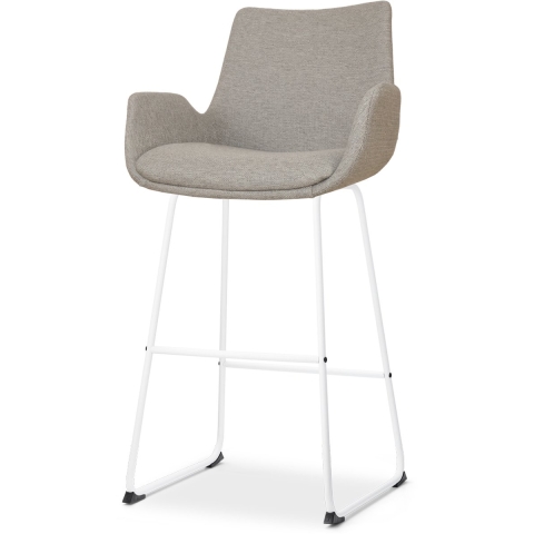 Nolon Nino-Eef Barkruk Warm Grijs - met Armleuning - Wit - 75 cm