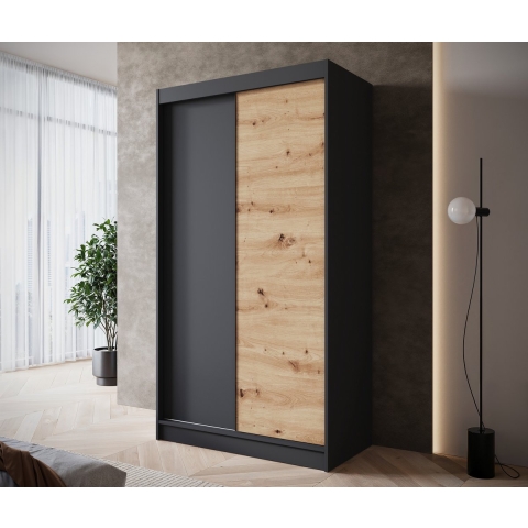 Meubella Kledingkast Epirus - Zwart - 120 cm