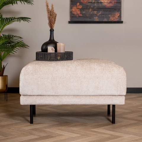 Bronx71 Hocker Denver wit|beige stof chenille