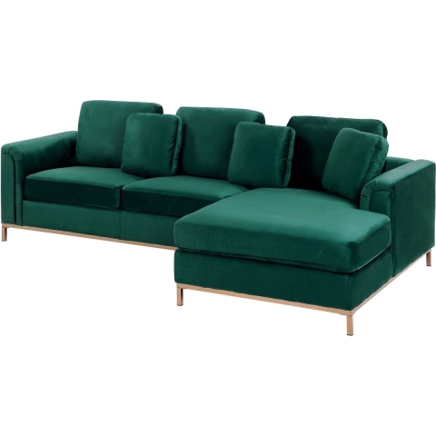Beliani - OSLO - Hoekbank - Groen - Linkerzijde - 270 cm - Fluweel