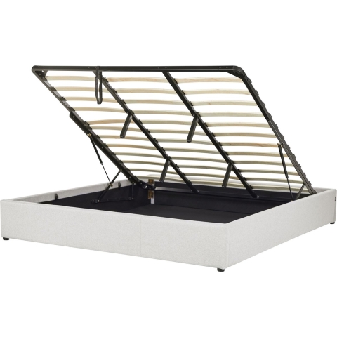 Beliani-DINAN-Tweepersoonsbed-Lichtgrijs-180 x 200 cm-Polyester
