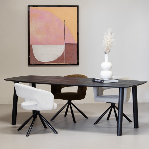 Giga Meubel - Eettafel Leone Zwart 240cm Deens Ovaal