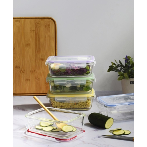 Pebbly - Vershoudboxenset, 5 stuks, Glas, 0.85 L - Pebbly