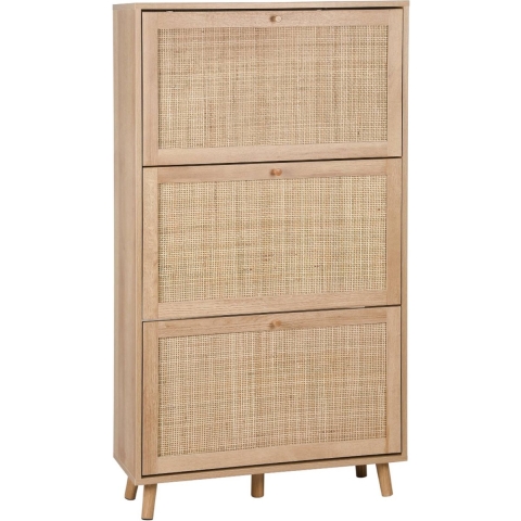 sweeek - Schoenenkast, 3 rieten lades, B 75 x D 26 x H 131cm