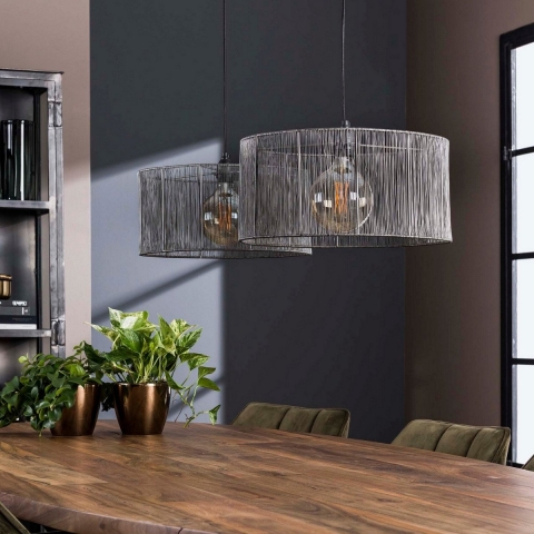 Fraaai Filip hanglamp 2L stringshade metaal - zwart nikkel