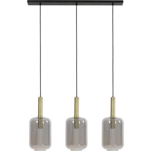 Light&living Hanglamp 3L 100x22x32 cm LEKAR antiek brons+smoke glas