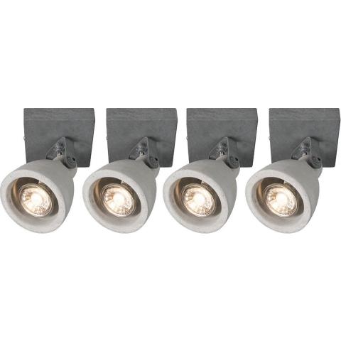 QAZQA Set van 4 industriële spots grijs beton 1-lichts - Creto