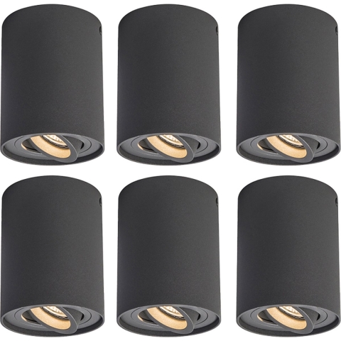 QAZQA Set van 6 spots smart donkergrijs incl. Wifi GU10 - Rondoo up