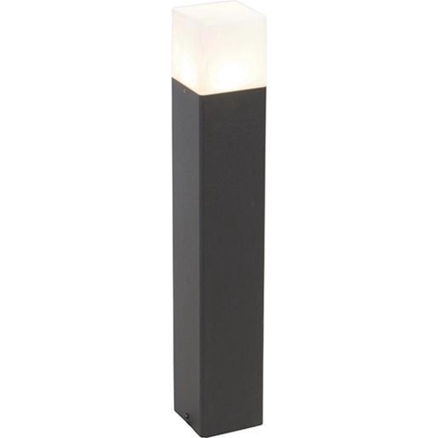 QAZQA Staande buitenlamp zwart met opaal witte kap 50 cm - Denmark