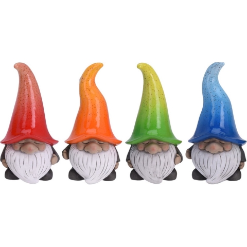 Set van 4 tuinkabouters gnooms met mutsen 23 cm -