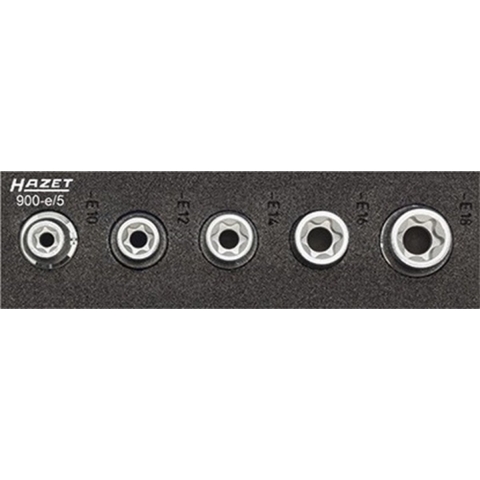 HAZET Dopsleutel 900-E/5 - 1/2 inch (12,5 mm) vierkant hol - Buiten-TORX®-profiel - 5-delig - E10 - E18