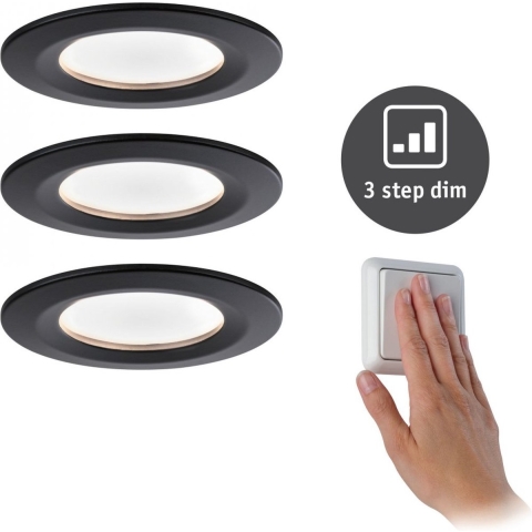 Paulmann 94474 LED-inbouwlamp Set van 3 stuks LED 18 W Zwart (mat)