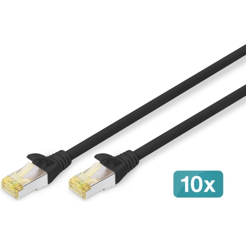 Digitus DK-1644-A-030-BL-10 RJ45 Netwerkkabel, patchkabel CAT 6A S/FTP 3.00 m Zwart 1 stuk(s)