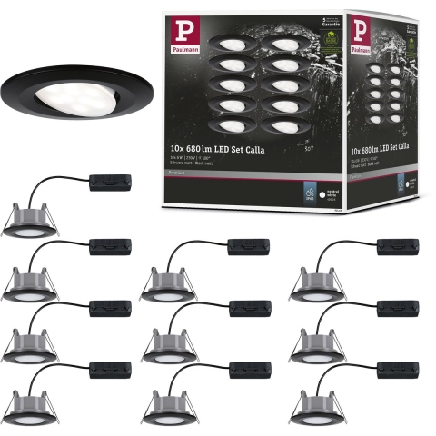 Paulmann 92462 LED-inbouwlamp Set van 10 stuks LED 60 W Zwart (mat)
