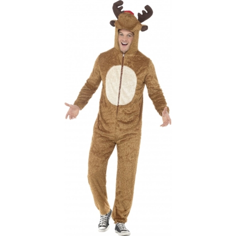 Pluche dierenpak rendier - carnaval verkleed kostuum - bruin - volwassenen 52-54 (L) -