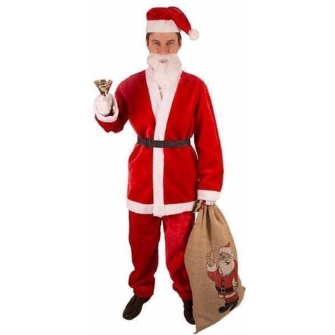 Kerstman pak van pluche maat XL One size -