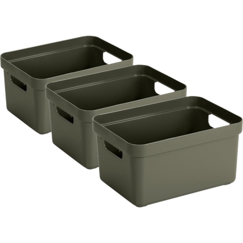 Sunware Opbergbox Sigma - 6x stuks - kunststof - donkergroen - 13 liter - 35 x 25 x 18 cm - Opbergba -