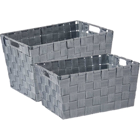 Kast/badkamer opbergmandjes set van 6x stuks zilvergrijs in 2 formaten -