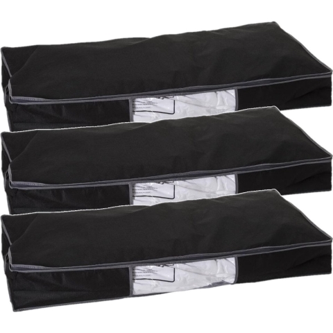 3x Stuks dekbed/kussen opberghoes zwart met vacuumzak 98 x 45 x 15 cm -