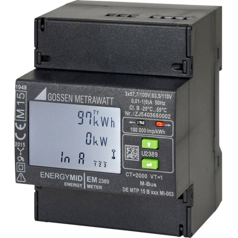 Gossen Metrawatt U2387-V012 kWh-meter 3-fasen met S0-interface Digitaal Conform MID: Ja 1 stuk(s)