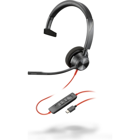 HP Poly Blackwire C3310 On Ear headset Computer Kabel Mono Zwart Ruisonderdrukking (microfoon), Noise Cancelling Headset, Volumeregeling, Microfoon