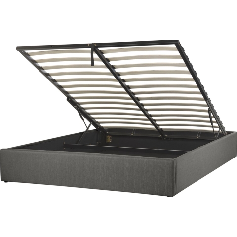 Beliani - DINAN - Tweepersoonsbed - Grijs - 160 x 200 cm - Polyester