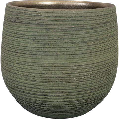 Ter Steege Plantenpot - keramiek - donkergroen - stripes -31x28cm