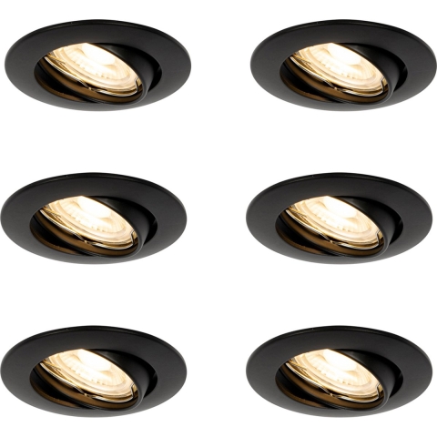 QAZQA Set van 6 inbouwspots zwart GU10 35mm - Edu