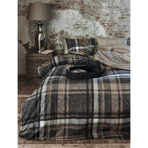 Rivièra Maison Cozy Check Dekbedovertrek 240 x 200/220 cm - Bruin
