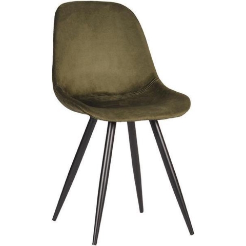 LABEL51 - Eetkamerstoel Capri - Army Fluweel - Zwart Metaal