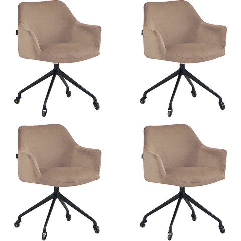Bronx71 Eetkamerstoel met wieltjes Quinn taupe velvet -