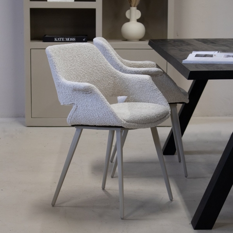 Giga Meubel - Eetkamerstoel Stof Beige - Jess - Set van 2