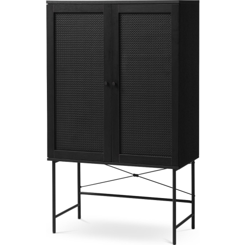 Olivine Jari Houten Opbergkast met Rattan - B 80 cm - Zwart