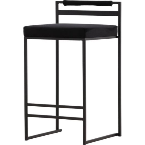 Svea - Pano barkruk 66 cm - velvet - zwart