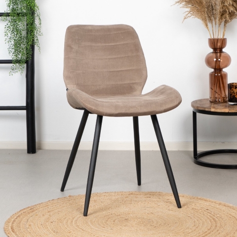 Bronx71 Velvet eetkamerstoel Toby taupe