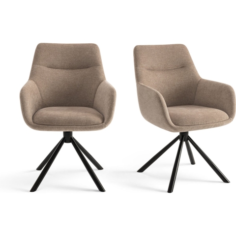 Furnihaus Draaibare Eetkamerstoelen met armleuning Olivia Taupe 2st