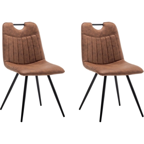 Furnihaus Eetkamerstoel Leon Microvezel Cognac Set van 2