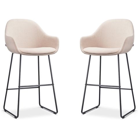 Nolon Nino-Mae Barkrukken Set van 2 - Beige - Zwart - 75 cm