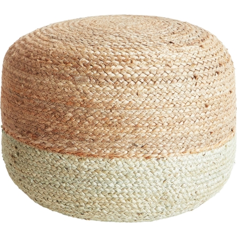 Beliani - DUKI - Poef - Natuurlijk|Lichtgroen - 50 cm - Jute