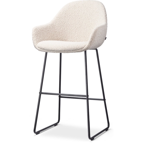 Nolon Nino-Mae Barkruk Bouclé Beige - met Armleuning - Zwart - 75 cm