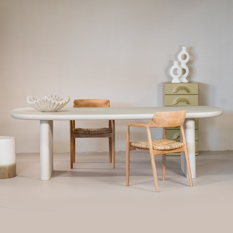 Giga Meubel - Eettafel Deens Ovaal 300cm - Beige Betonlook - Maya